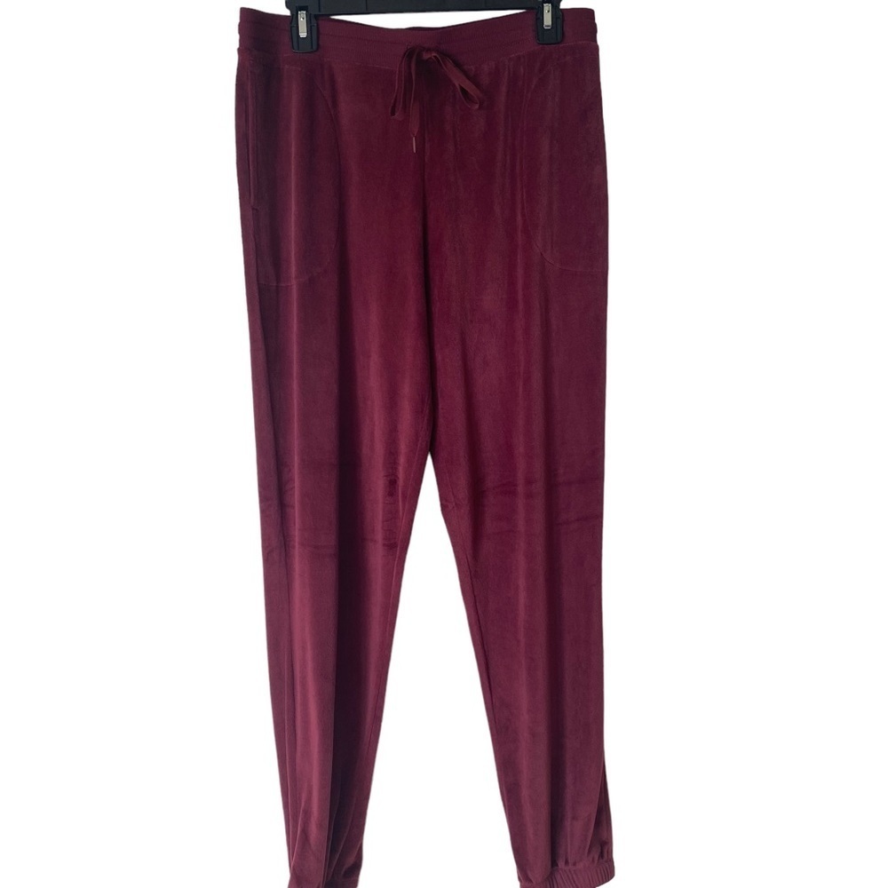 Secret Treasures Drawstring - Waist Velvet Jogger Pants. Burgundy (Red)  Sz M